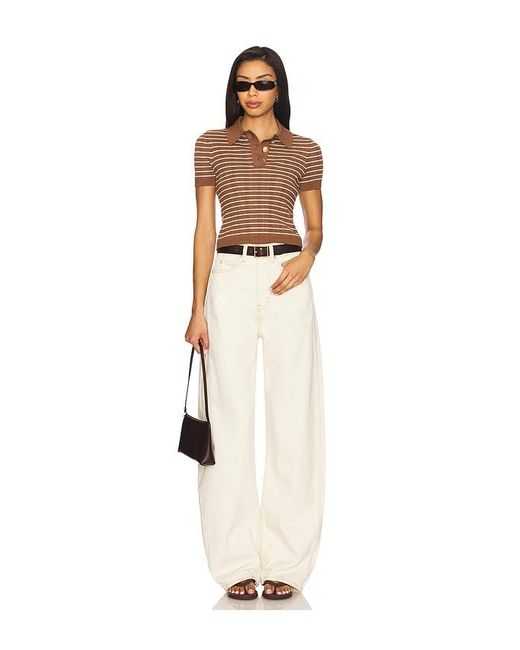 Lovers + Friends Multicolor Camelia Stripe Short Sleeve Polo