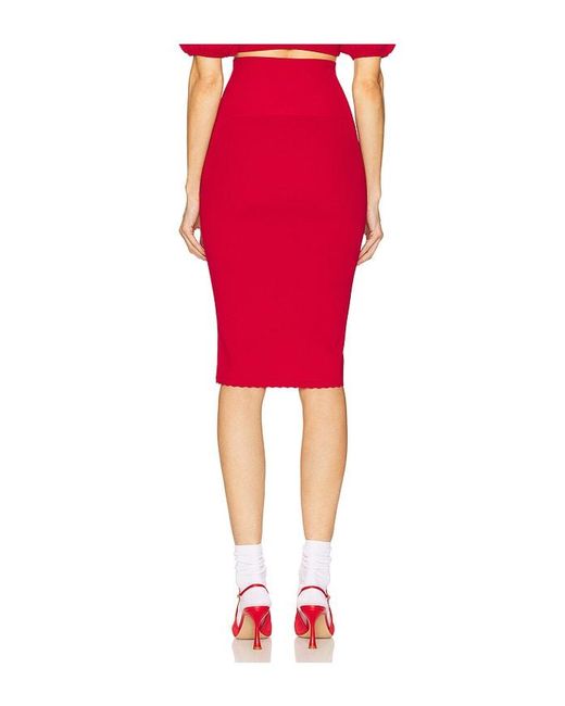 Helsa Red Luella Midi Skirt