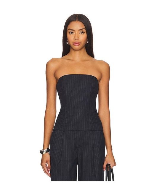 House of Harlow 1960 Black Pinstripe Strapless Wrap Top