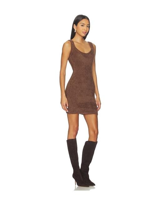 SNDY'S Brown Kailey Fluffy Mini Dress
