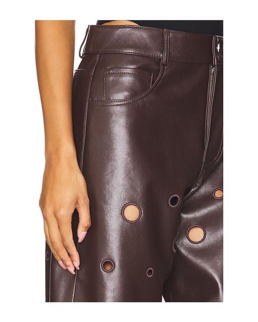 Lamarque Multicolor Perforated Leather Straight-Leg Pants