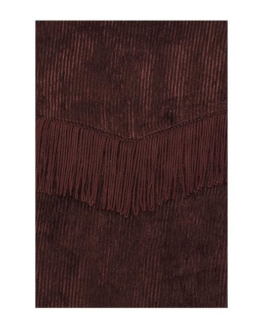 Needles Brown Fringe Open Collar Shirt Rayon Corduroy for men