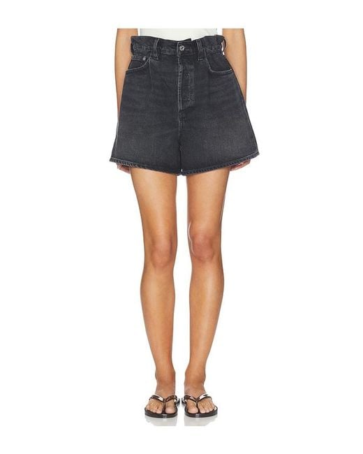 Agolde Black Lyonne Cinched Waist Shorts