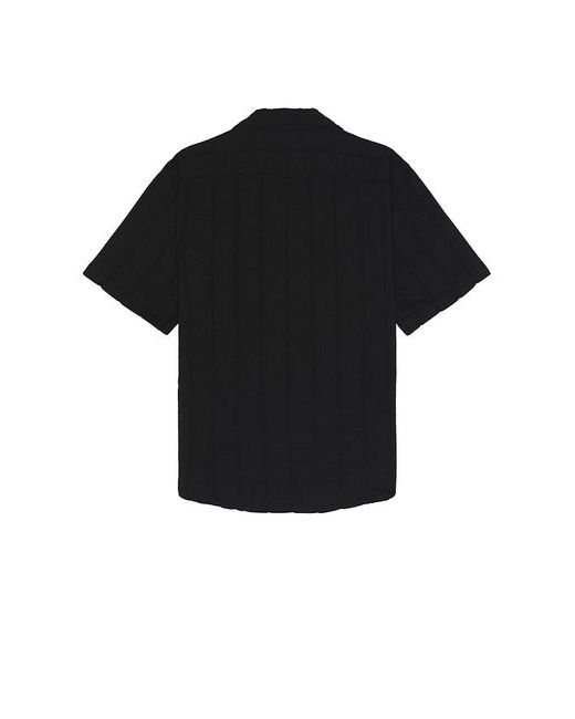 Corridor NYC Black Striped Seersucker Short Sleeve Shirt for men