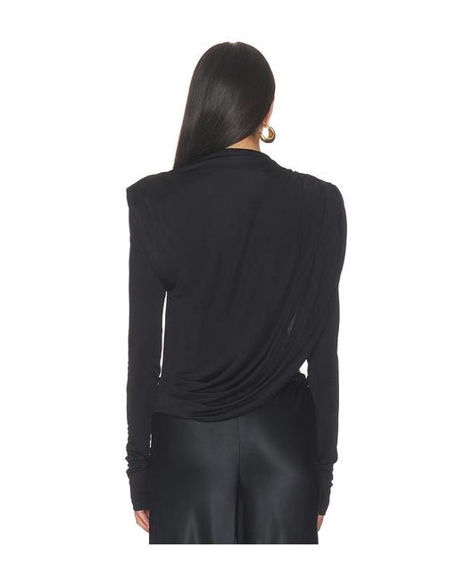 Misha Black The Draped Sheen Jersey Top
