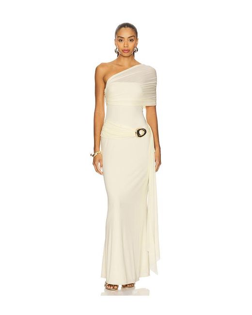 Runaway the Label White Kassi One Shoulder Midi Dress