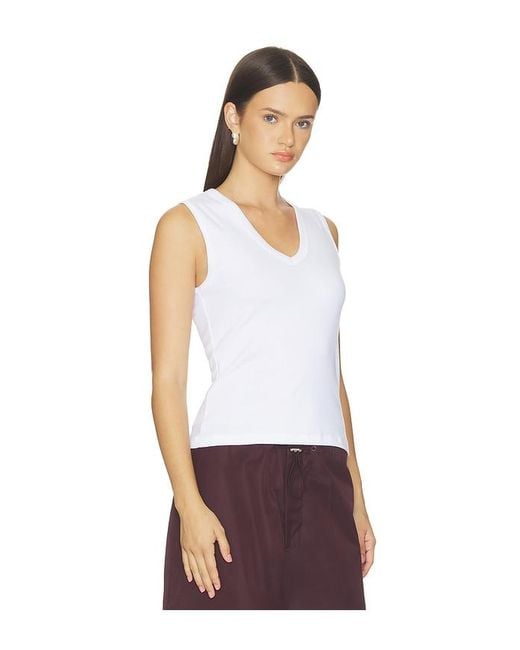 Leset White Nando Sleeveless V-Neck Tank Top