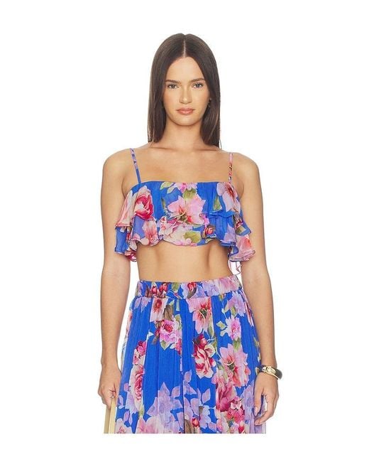 Hemant & Nandita Blue Ruffle Top