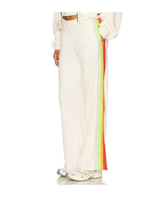 Aviator Nation White 5 Stripe Wide Leg Pocket Sweatpant
