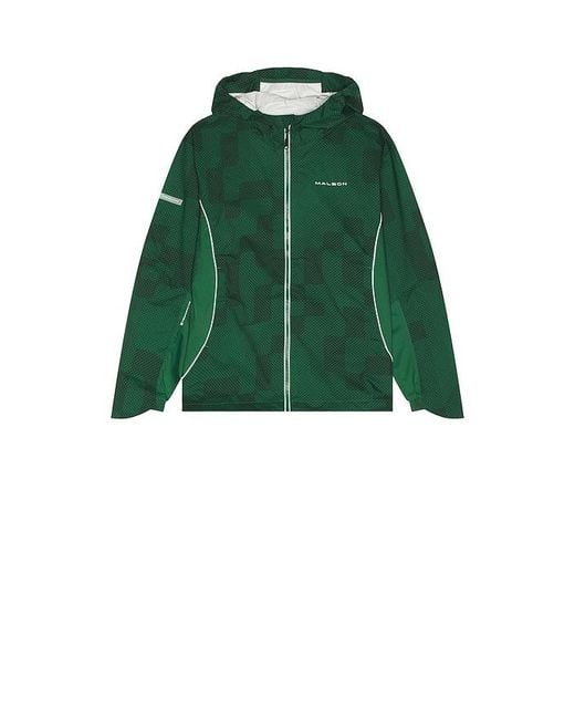 Malbon Green Performance Full Zip Rain Jacket for men