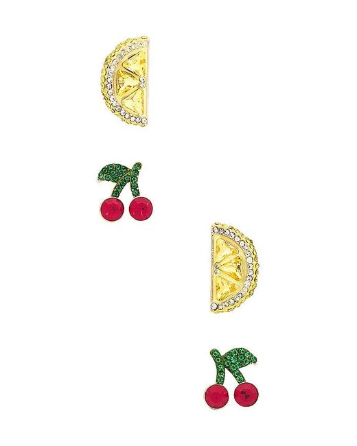 BaubleBar White Lemon And Cherry Stud Earring Set