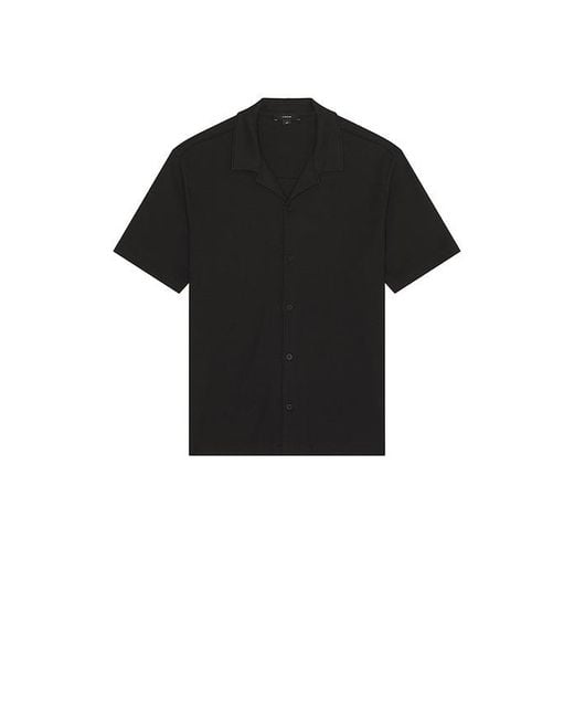 Vince Black Mesh Knit Cotton Blend Cabana Shirt for men