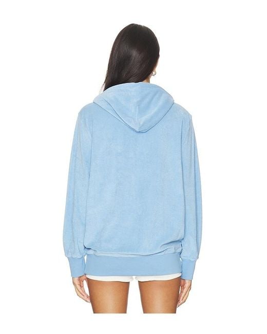 Hunza G Blue Towelling Embroidered Hoodie