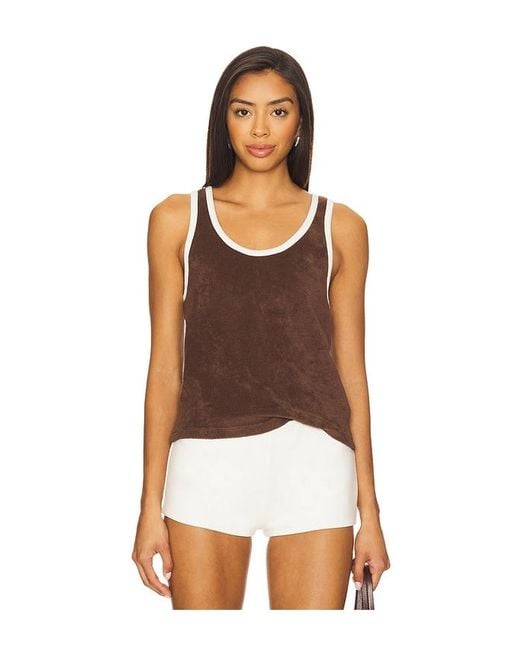 Re/done Brown Scoop Neck Terry Tank