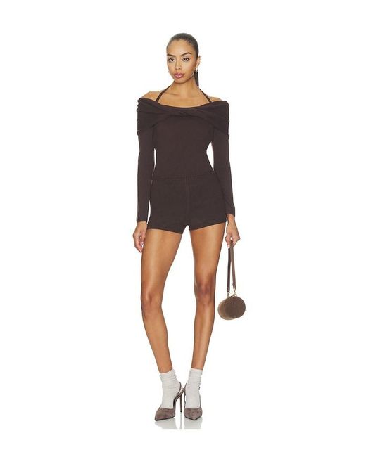 Jonathan Simkhai Black Cambria Long Sleeve Off Shoulder Top