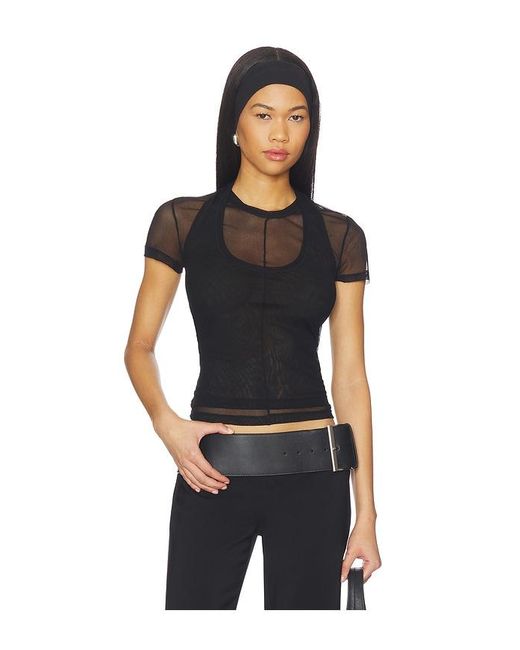 Helmut Lang Black Mesh Layered Top