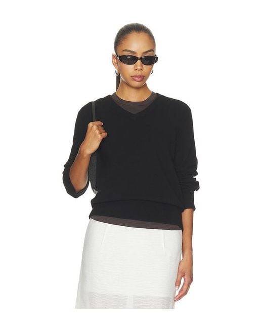 Vince Black Casual V Neck Top