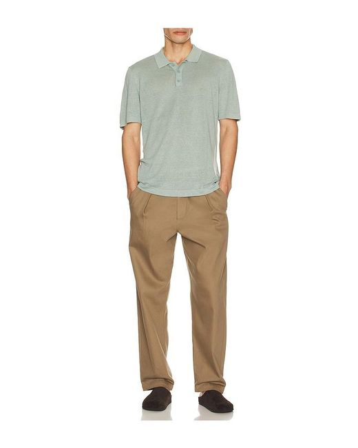 Onia Green Linen Sweater Polo for men
