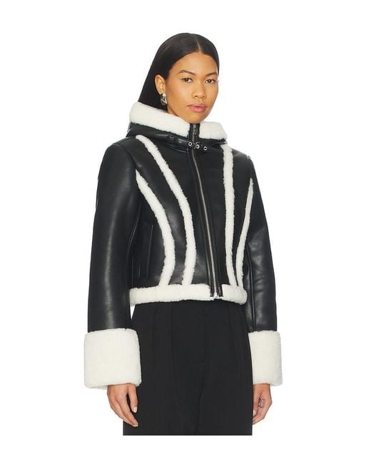 Fleur du Mal Black Leather & Fur Collar Jacket