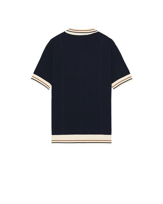 BOUND Blue Stevie Waffle Ribbed Knit Polo for men