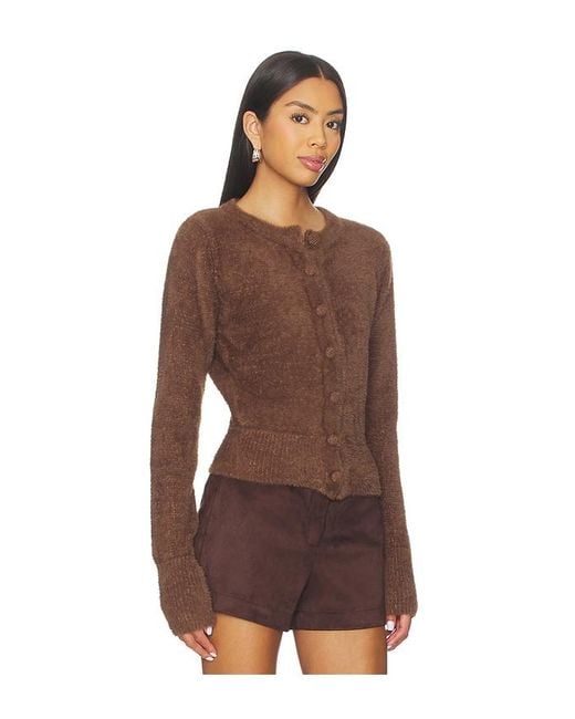SNDY'S Brown Kailey Fluffy Knit Cardigan