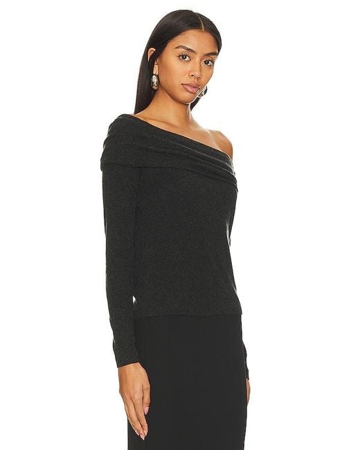 Enza Costa Black Cashmere One-Shoulder Top