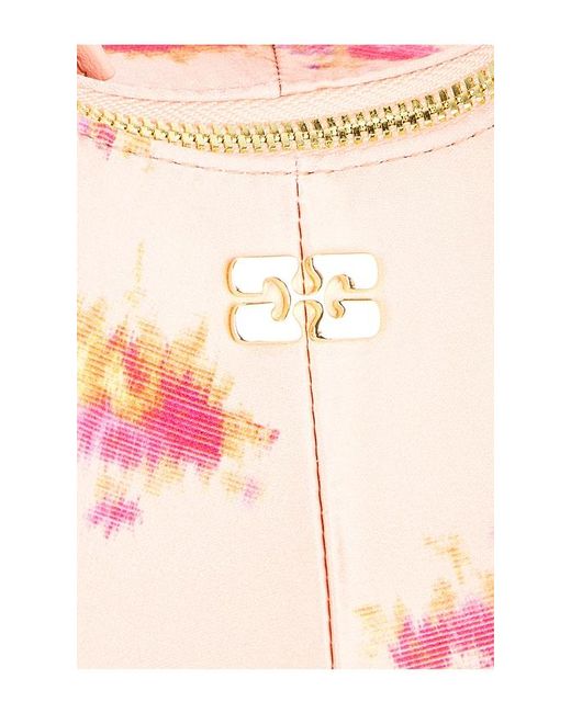Ganni Pink Hobo Mini Printed Satin Bag