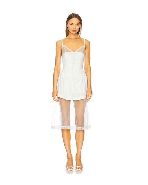 For Love & Lemons White Midi-Kleid Susannah