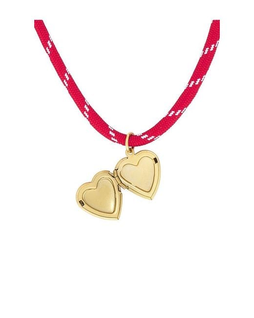 petit moments Red Locket Charm Paracord Necklace