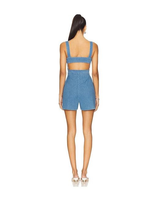 Susana Monaco Blue Stretch Denim Apron Romper
