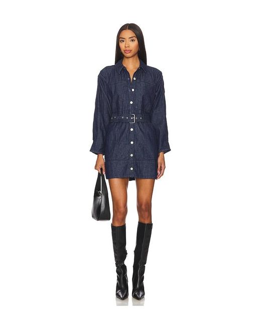 Free People Blue Button-Front Denim Mini Dress