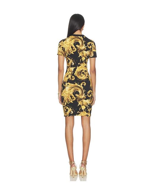 Versace Jeans Couture Yellow Baroque T-Shirt Dress