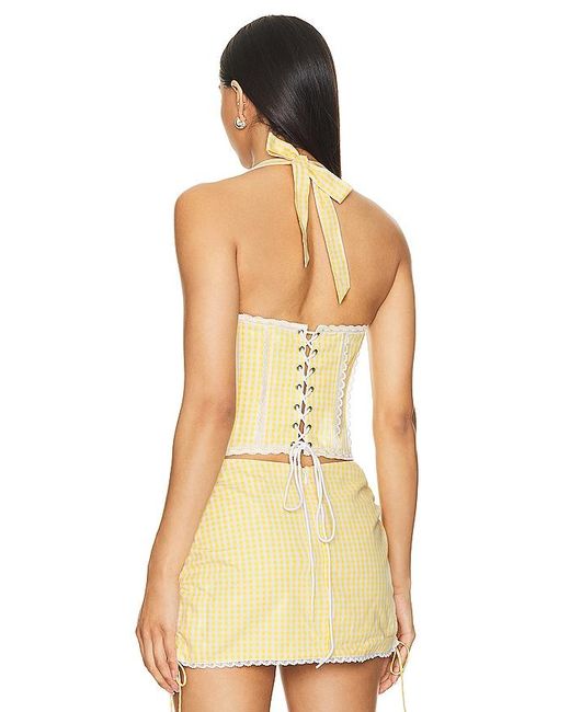 GUIZIO Yellow Gingham Lace Corset