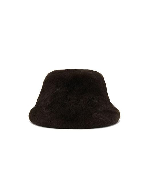 Lovers + Friends Black Elias Faux Fur Bucket Hat