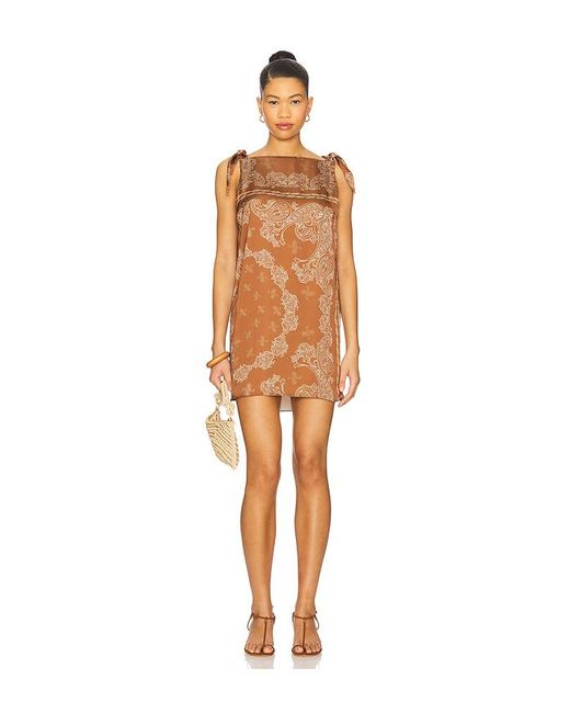 Rococo Sand Brown Minikleid Mit Knotendetail An Den Schultern