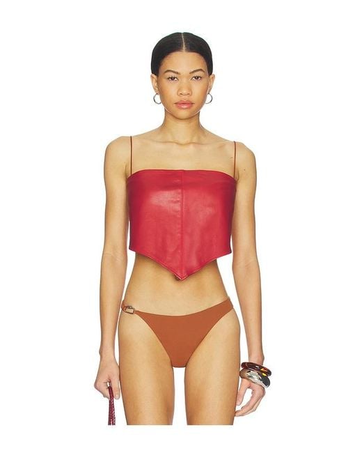 Ziah Red Leather Scarf