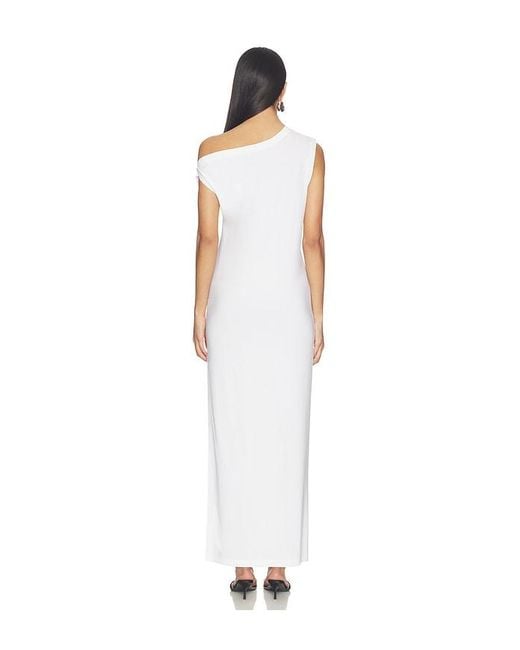 Norma Kamali White X Lifestyle Drop Shoulder Long Dress With Side Slit