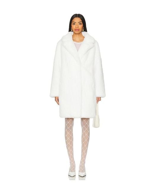 MORE TO COME White Elaine Faux Fur Coat