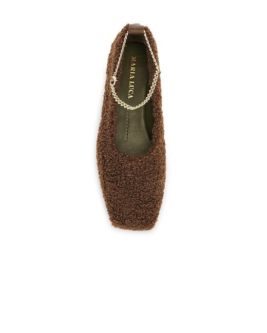 MARIA LUCA Brown Augusta Teddy Ballet Flat