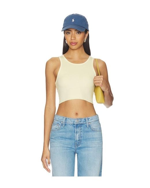 SLVRLAKE Denim Blue Cropped Rib Tank Top