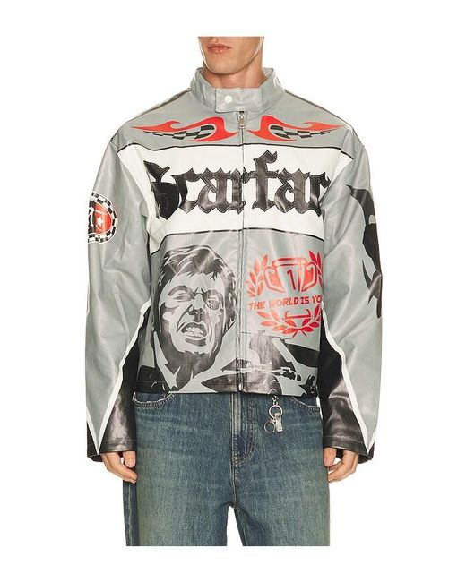 Reason Gray Scarface Moto Pu Jacket for men
