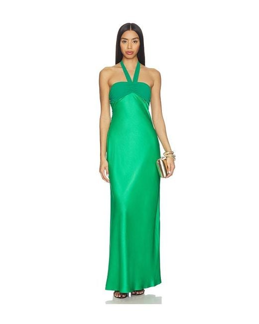 Runaway the Label Green Marilla Ruched Halter Maxi Dress