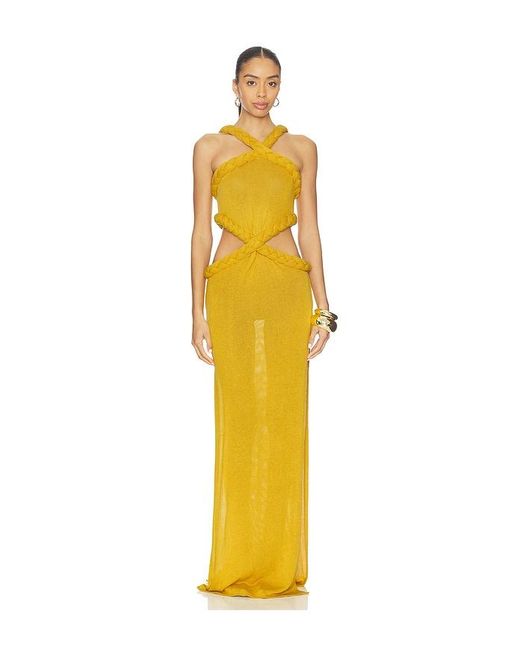 Bronx and Banco Yellow Knit Celeste Halterneck Dress