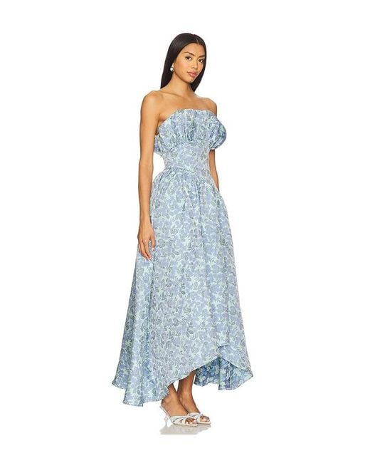 Elliatt Blue X Revolve Jacquard Asymmetric Gown