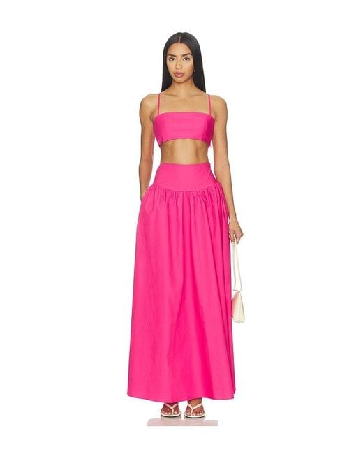 Susana Monaco Pink Poplin Drop Waist Skirt