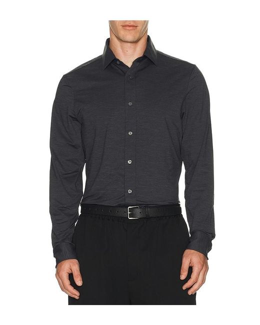 Rhone Black Semi Spread Collar Commuter Shirt for men