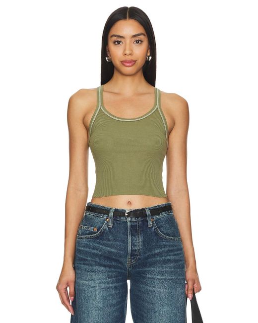 Re/done Cropped Ribbed Tank Blue