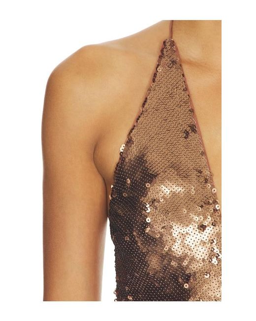 Misha Natural The Plunge Sequin Jersey Dress