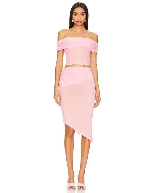 superdown Pink Heidi Mesh Skirt Set