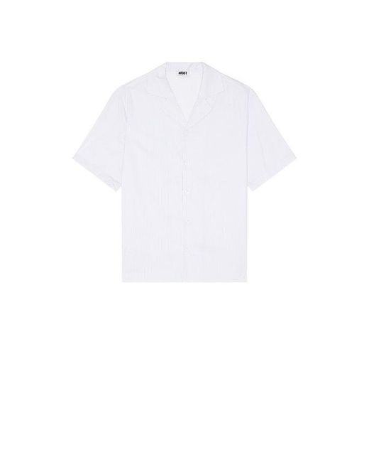 KROST White Cotton Stripe Bowling Shirt for men